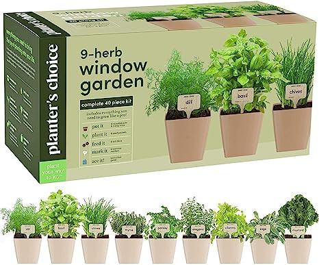 Window Herb Garden - Indoor 9 Herb Starter Kit - Unique Gardening Gifts for Women & Men, Mom, Her... | Amazon (US)