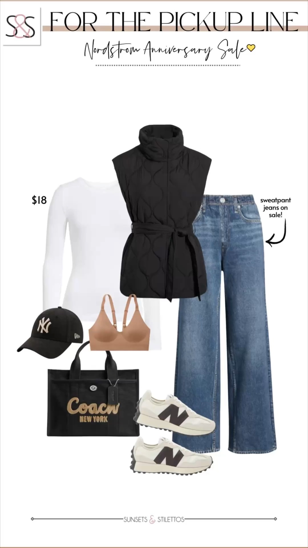 The Nordstrom Anniversary Sale pickup line outfit just wrote itself, and honestly these wide leg sweatpant jeans and quilted vest are doing all the heavy lifting this fall.

#LTKSaleAlert #LTKOver40 #LTKSeasonal