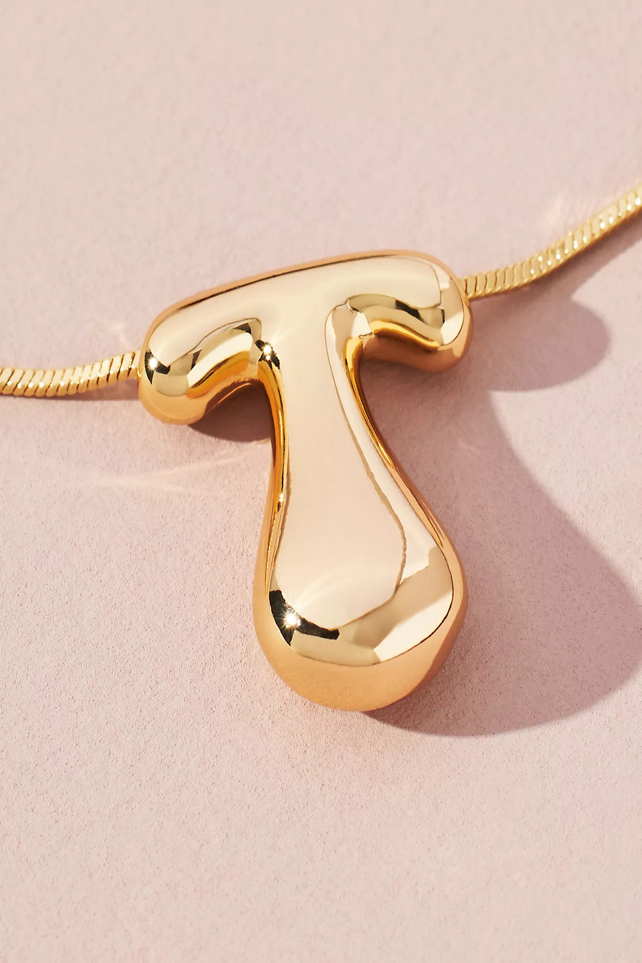Gold-Plated Bubble Letter Monogram Necklace | Anthropologie (UK)