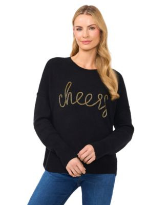 Women's Long-Sleeve Cheers Script Sweater | Macy's