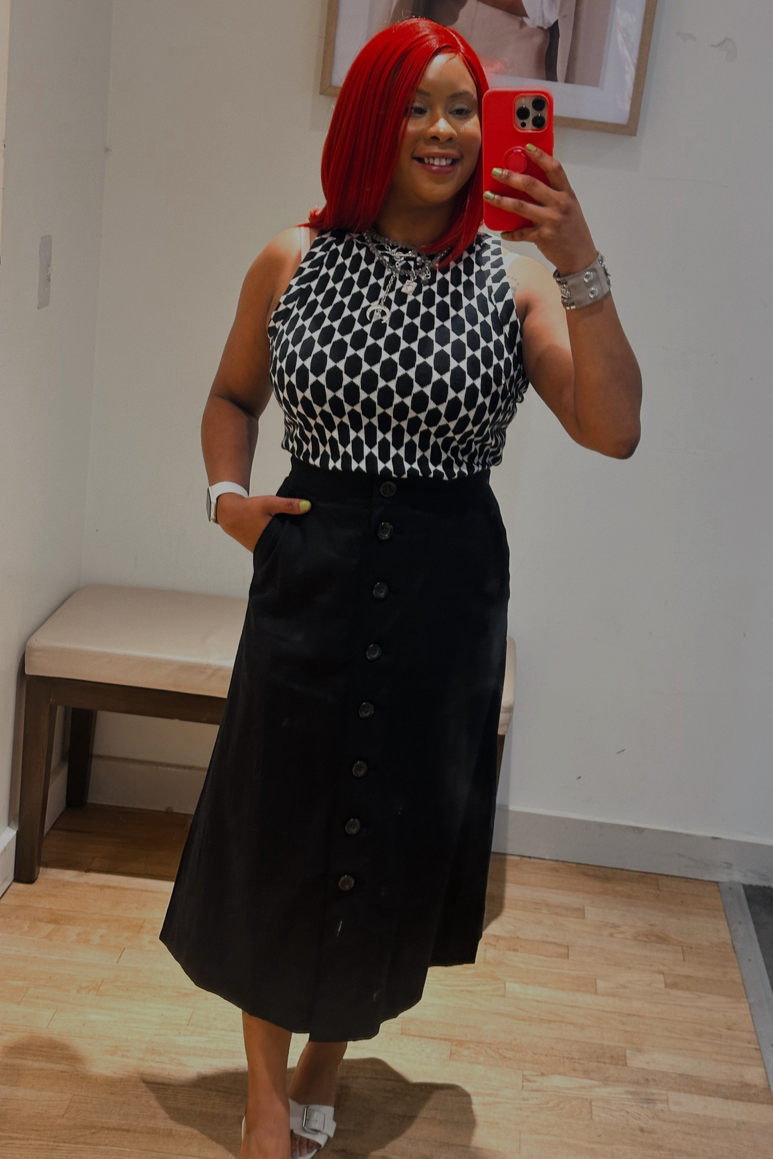 Love this top, so cute with this black button down midi skirt. Can be worn for a work day, office look, church outfit, business casual. Cute summer outfit, wedding guest, conference, meeting, speaker event, corporate outfit, black outfit. Top and skirt from Ann Taylor. Ann Taylor currently has a cyber sale up to 50% off. Deals & sales ⏰🚨‼️

#LTKWorkwear #LTKSaleAlert