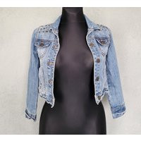 Vintage Jeans Blue Kids Jacket/Cotton Denim For 10 Years Old Clothing Unisex Embellished Blazer European | Etsy (US)