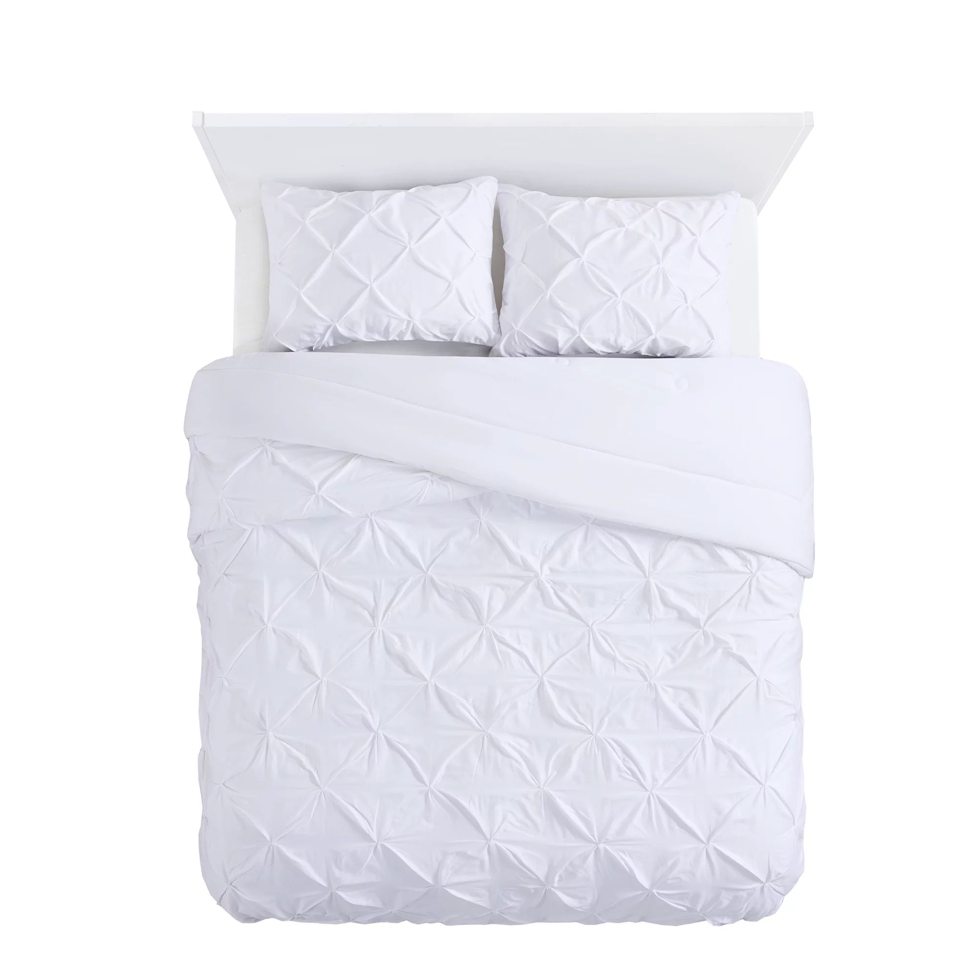 Better Homes and Gardens White Cotton Pintuck 3-Piece Comforter Set, Full/Queen | Walmart (US)