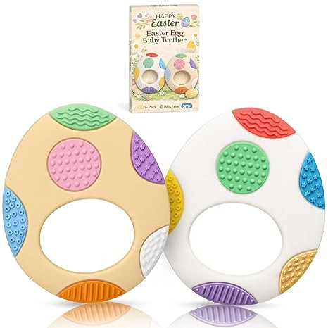 Easter Eggs Baby Teething Toys 2-Pack - Multi Texture Silicone Teethers for Teething Relief, Soft... | Amazon (US)