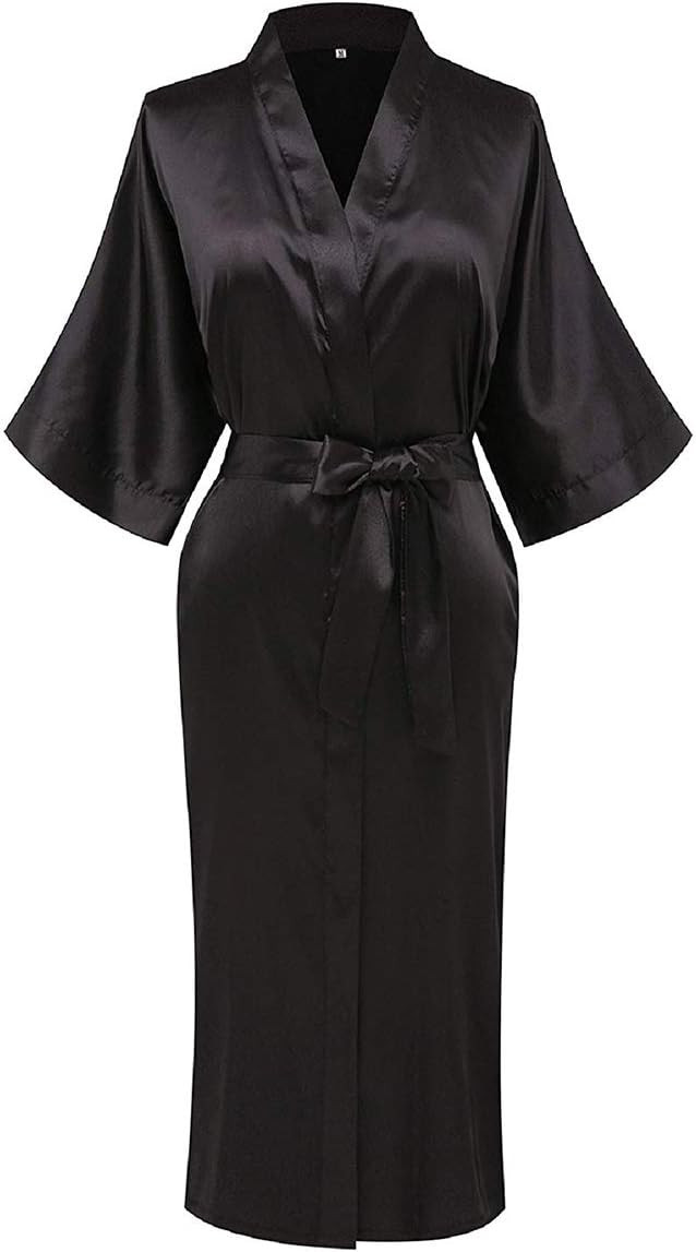 DandyChic Women's Robe Pure Long Kimono Robes Lightweight Silky Sleepwear V-Neck Calf-Length Bath... | Amazon (US)