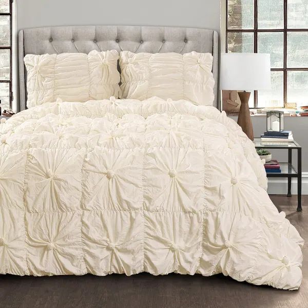 Lush Decor Bella Sabby Chic 3 Piece Comforter Set - White - Queen/Full - Queen | Bed Bath & Beyond