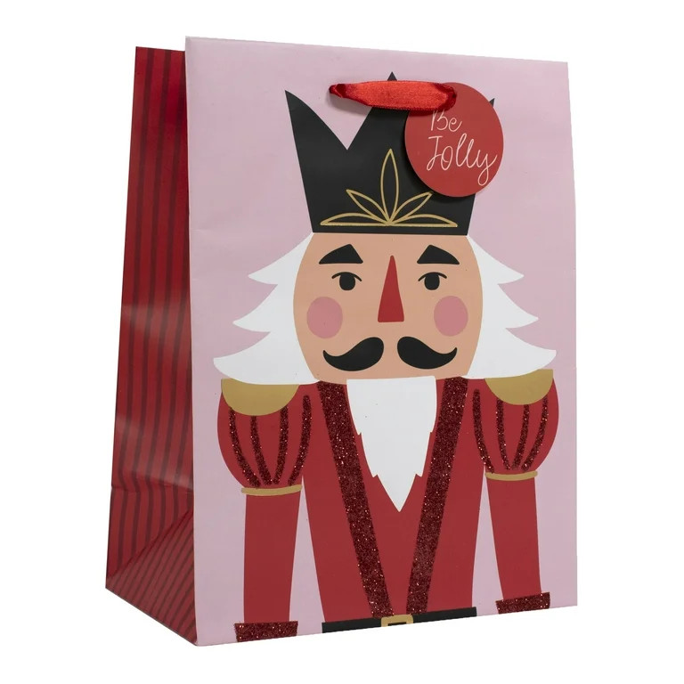 Pink Nutcracker Christmas Gift Bag, 4.5 in x 7.5 in x 9.88 in, by Holiday Time | Walmart (US)