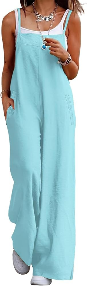 YESNO Women's Summer Boho Casual Jumpsuits Wide Leg Overalls Floral Print Baggy Rompers with Pock... | Amazon (US)