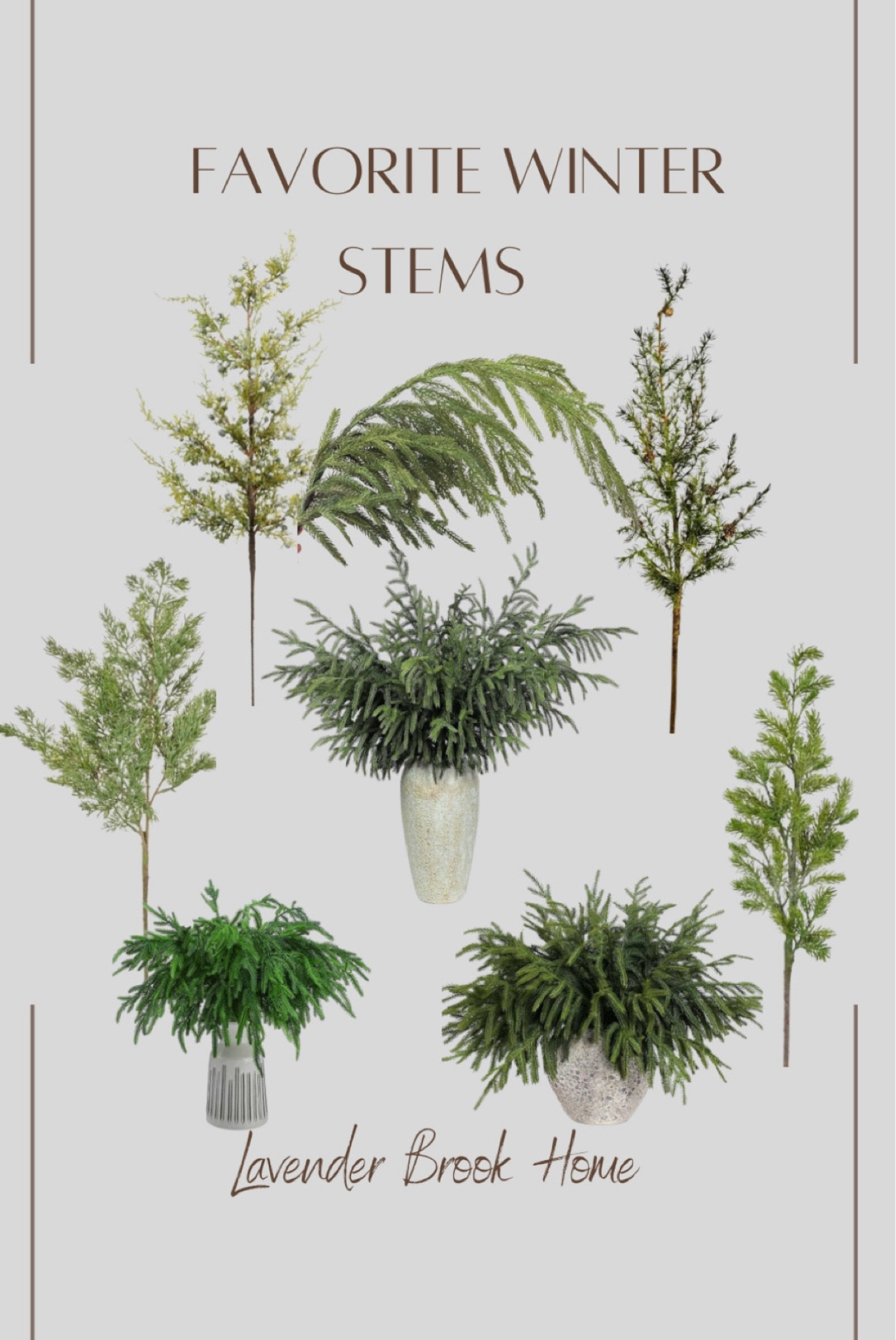 Realistic artificial winter pine stems are a great way to honor the winter months and bring life to a room. 

#LTKSeasonal #LTKHome