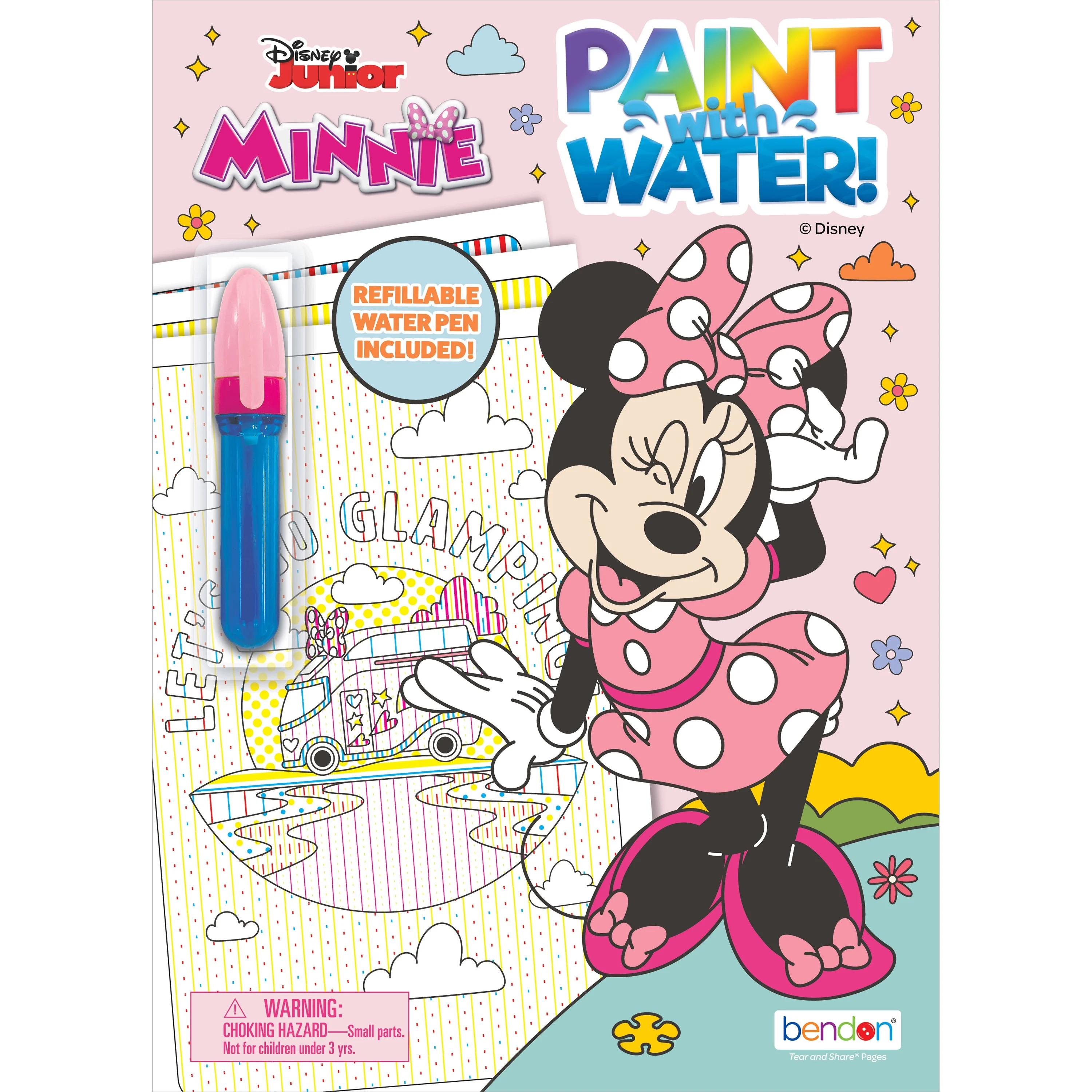 Disney Jr Minnie Mouse 12-Page Paint with Water Mess-Free Coloring Book, by Bendon | Walmart (US)