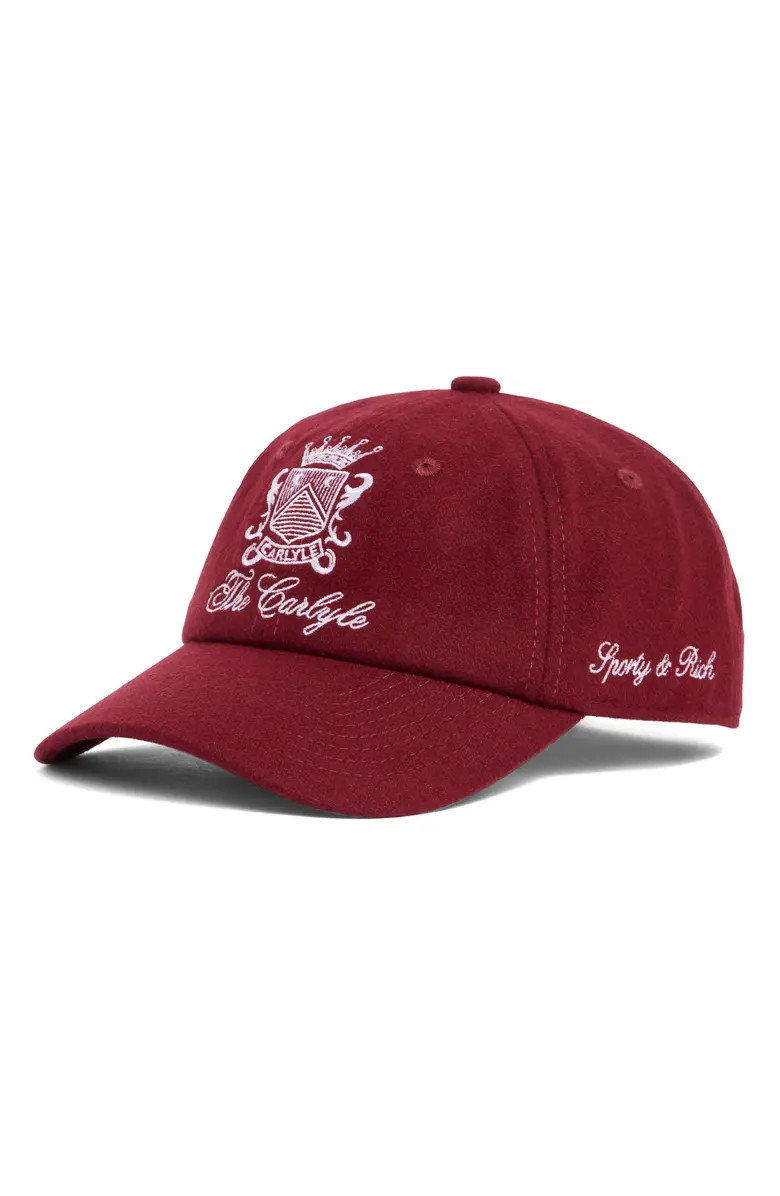 Sporty & Rich x The Carlyle Embroidered Logo Wool Baseball Cap | Nordstrom | Nordstrom