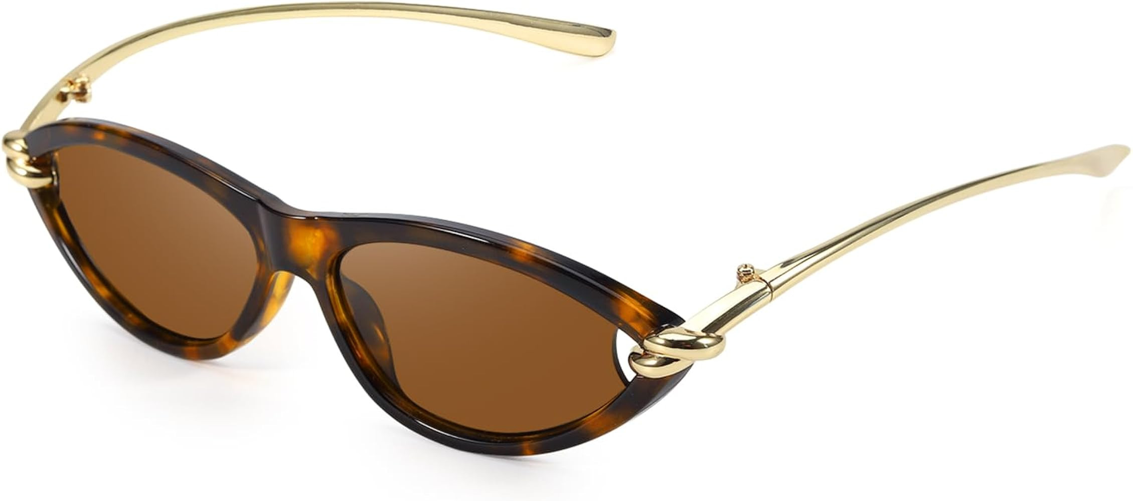 SODQW Gold Cat Eye Sunglasses for Women Trendy Retro Cateye Designer Sun Glasses with Metal Templ... | Amazon (US)