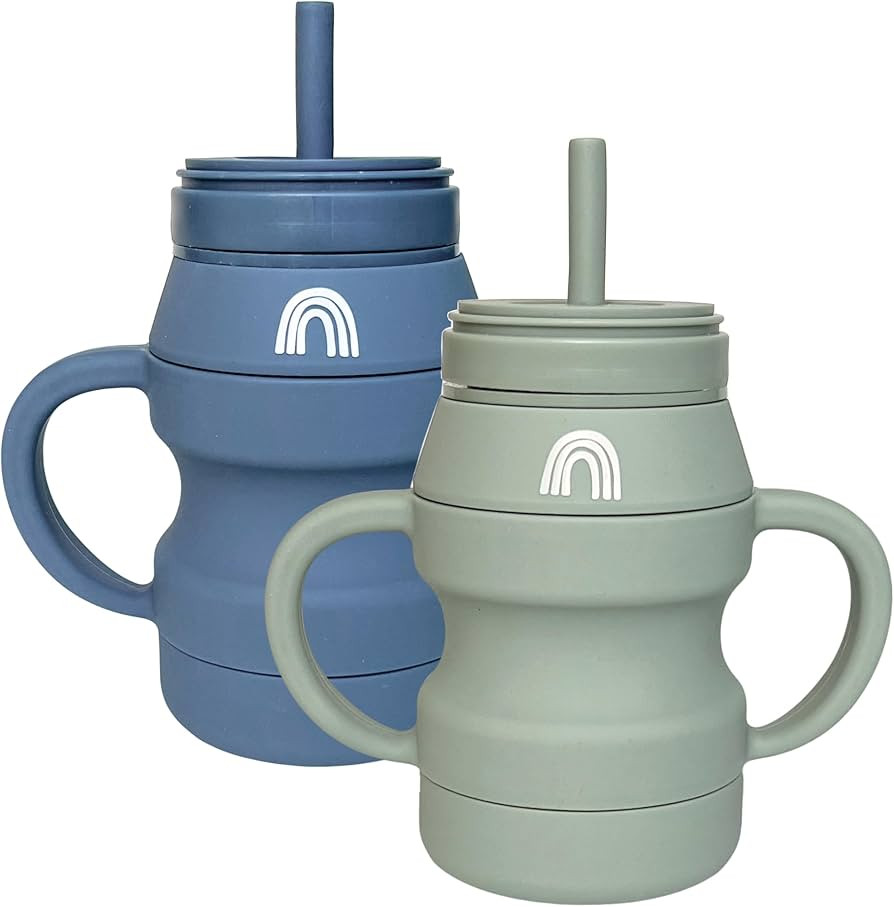 Hippypotamus Silicone Transition Cups - Squeeze-Proof Toddler Cups With Straw & Lid - Removable H... | Amazon (US)