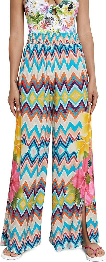 Desigual Hawai Beach Gamba Larga Zig Zag Pantaloni Estivi SS21 RRP£64 Stile 21SWMW37 | Amazon (IT)