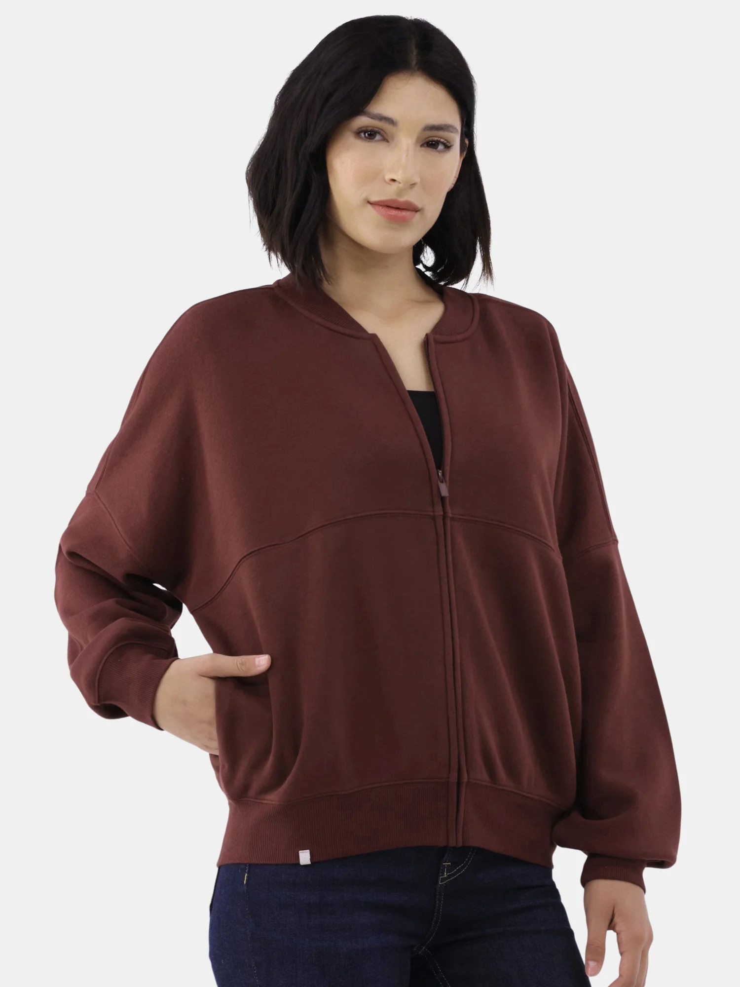 Avia Women's Fleece Bomber Zip-Up Sweatshirt, Sizes XS-XXXL - Walmart.com | Walmart (US)