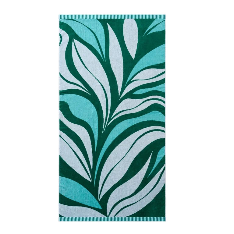 Better Homes & Gardens Cotton-Blend Beach Towel, 72 x 38 in, Abstract Palm | Walmart (US)