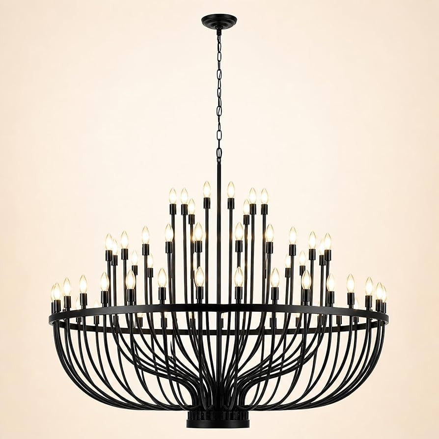 Shandaglo 60 Inch Black Wagon Wheel Chandelier for High Ceilings, 72-Light 3-Tier Extra Large Far... | Amazon (US)