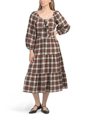 Three-quarter Sleeve Plaid Maxi Dress | Casual Dresses  | Marshalls | Marshalls