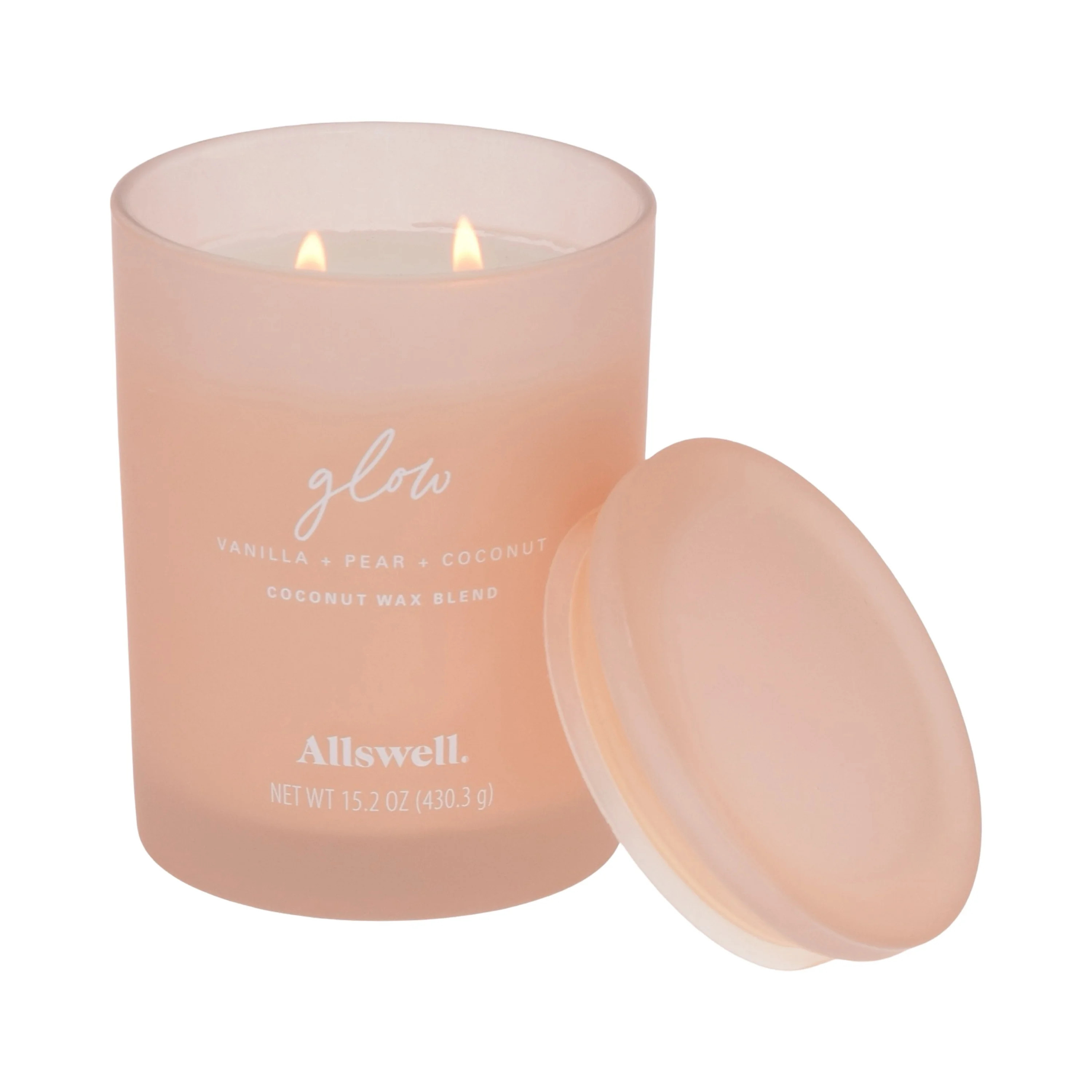 Allswell Glow (Vanilla + Pear + Coconut) Scented 2-Wick Spa Jar Candle 15oz. | Walmart (US)