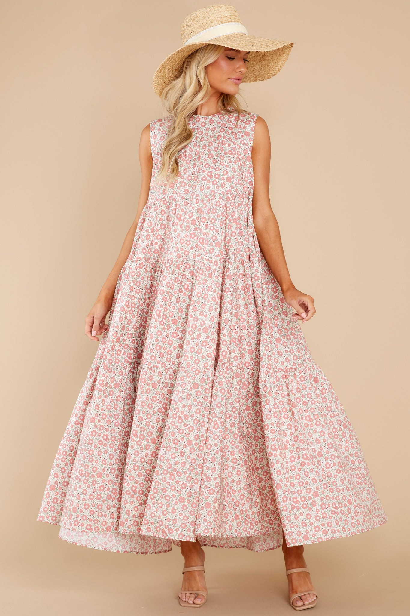 Greet The Day Pink Floral Print Maxi Dress | Red Dress 