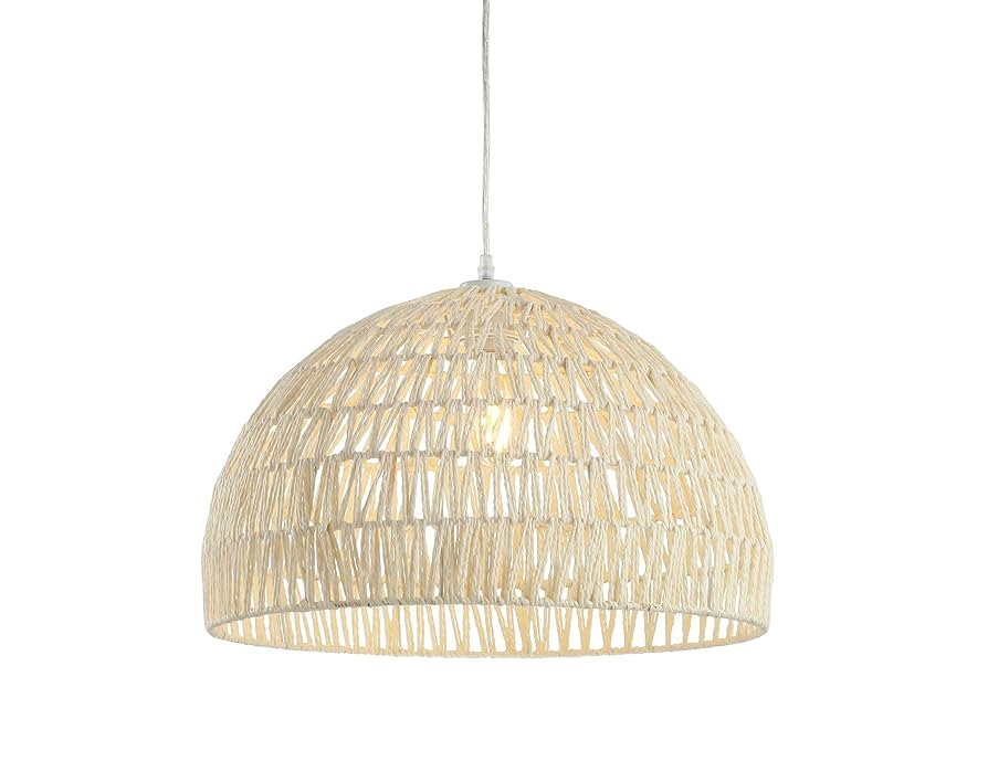 JONATHAN Y JYL6504A Campana 20" 1-Light Bohemian Modern Woven Rattan/Iron LED Pendant Farmhouse C... | Amazon (US)