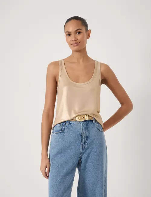 Hush Metallic Scoop Neck Slub Vest in Gold Lurex at Nordstrom, Size Small | Nordstrom