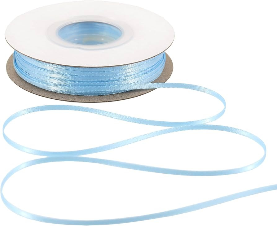 Solid Color Satin Ribbon 1/8 inch x 100 Yards Roll Blue Mist Double Faced for Gift Wrapping Craft... | Amazon (US)
