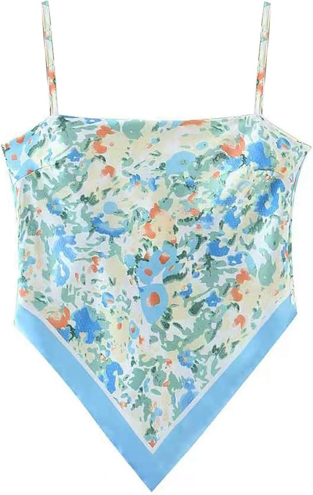 Women's Paisley Satin Bandana Tube Top Tie Back Adjustable Spaghetti Strap Sleeveless Boho Going ... | Amazon (US)