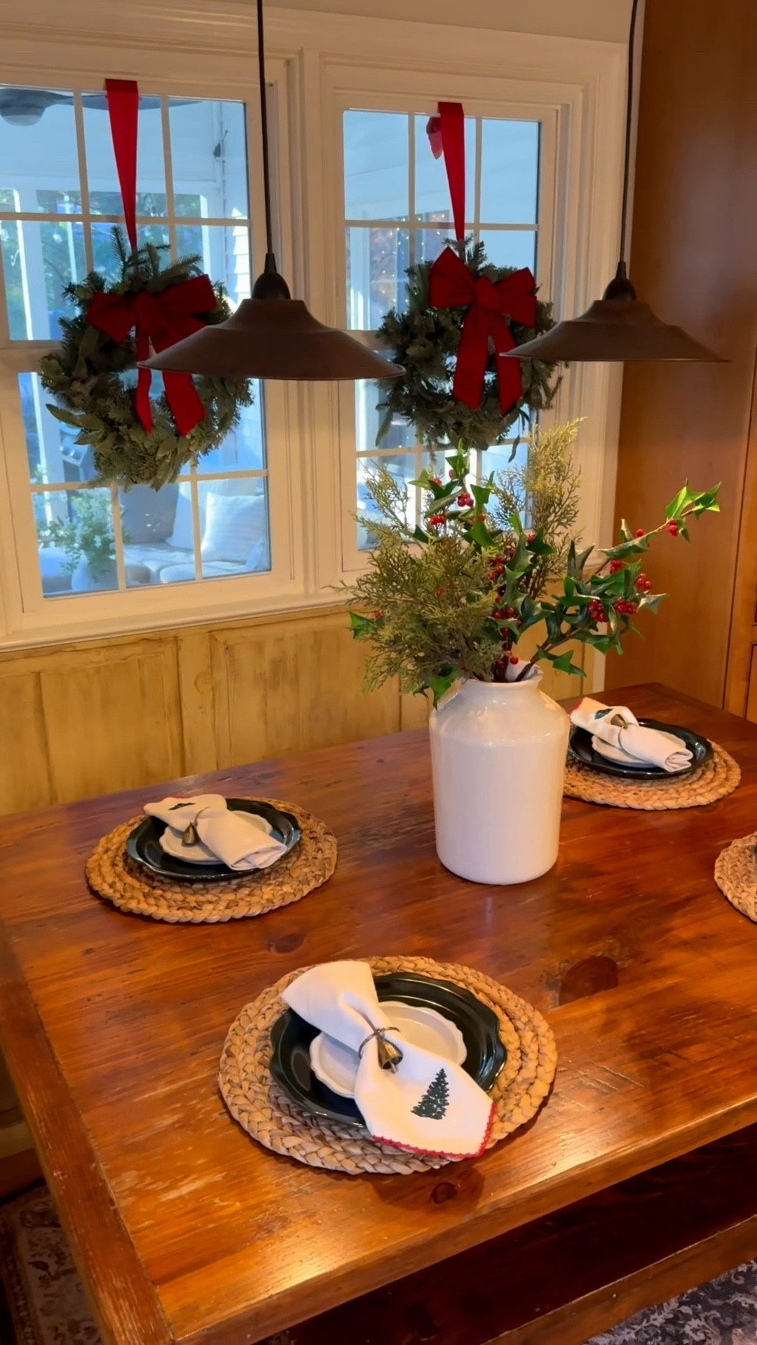 Bringing Christmas spirit to my kitchen banquette one wreath at a time 🎄🎅🏻 I love this cozy corner where we eat, play games and puzzle and enjoy family time. I love making it festive each season. 

#LTKFindsUnder50 #LTKHoliday #LTKHome