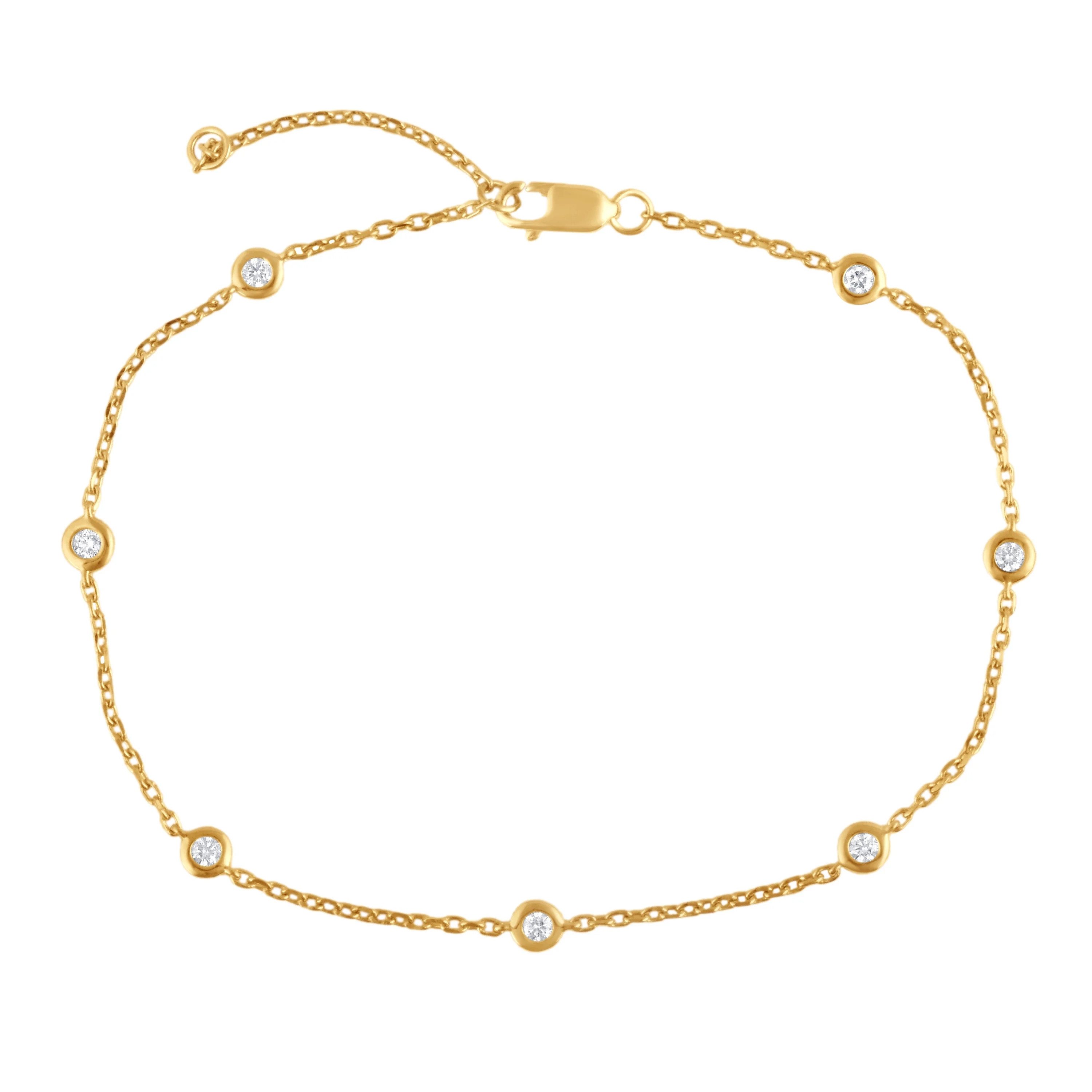 Unique Moments 1/5 Ct YG Plated Sterling Silver Round Lab Grown Diamond Bracelet for Women (J-SI-... | Walmart (US)
