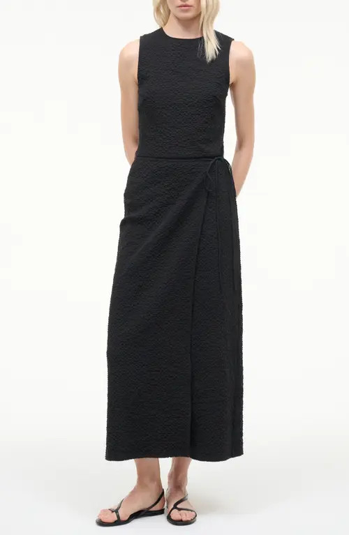 STAUD Nema Smock Midi Dress in Black at Nordstrom, Size Large | Nordstrom