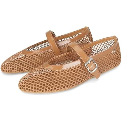 MICIFA Women's Mesh Ballet Flats Fishnet Ballerina Flats Buckle Strap Mary Jane Flats Causal Dail... | Amazon (US)