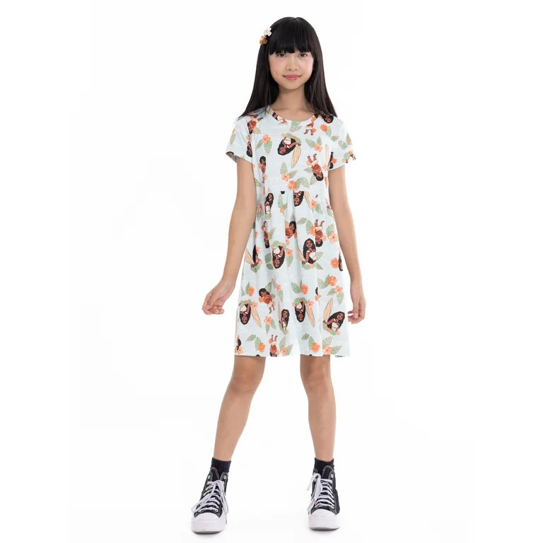 Moana Girls Dress with Short Sleeves, Sizes XS-L - Walmart.com | Walmart (US)