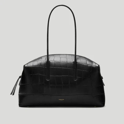 DeMellier The Stockholm in Black Large Croc-Effect Leather Tote & Work bag | DeMellier