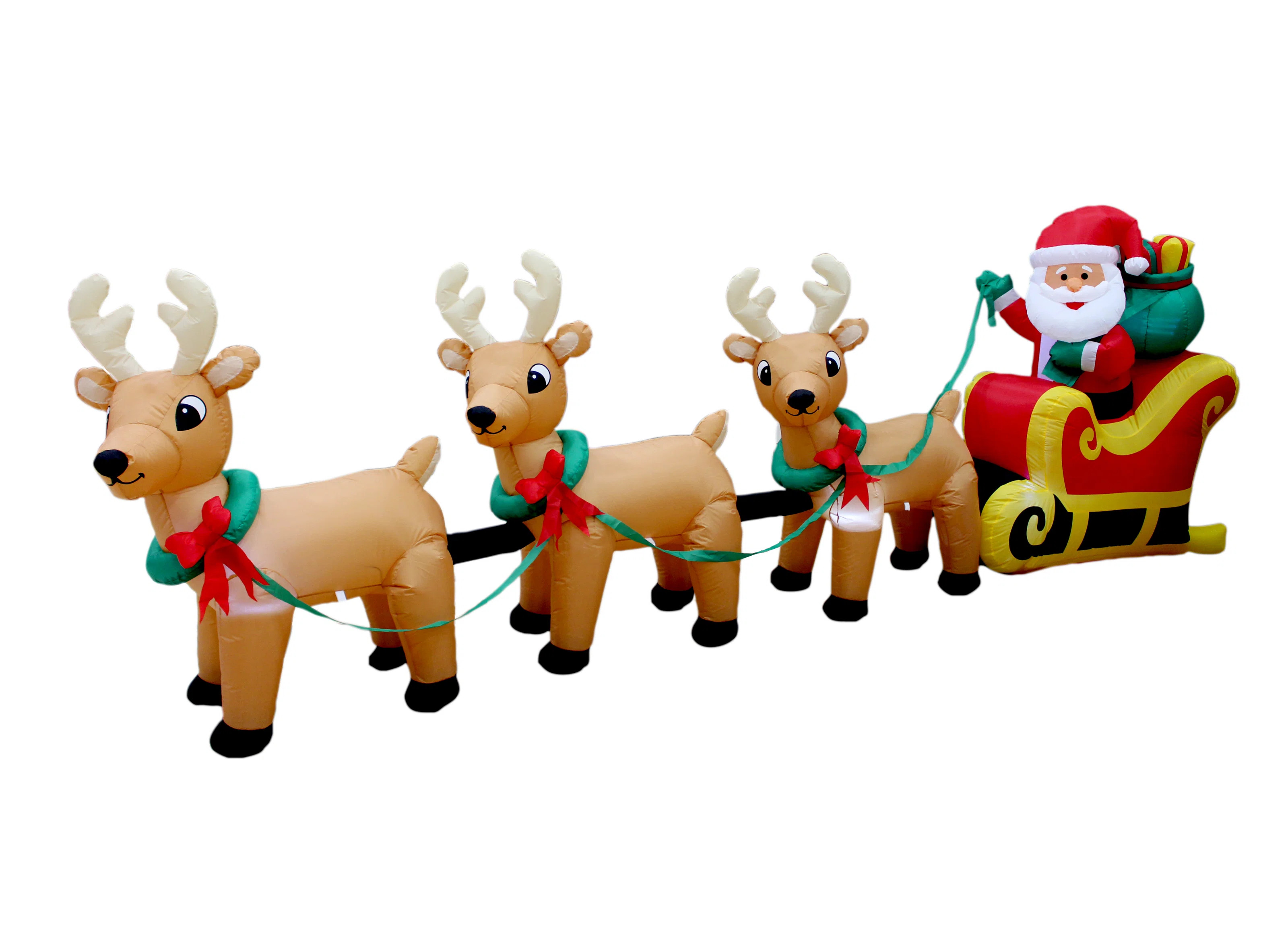 The Holiday Aisle® 12 Foot Long Merry Christmas Lighted Inflatable  Santa Claus on Sleigh with 3... | Wayfair North America