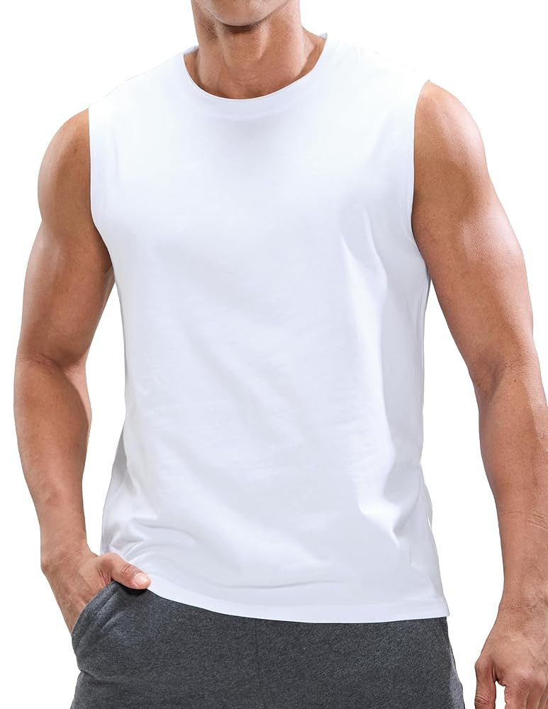 MIER Men's Tank Tops Cotton Sleeveless Muscle Shirts for Workout Running Athletic Gym Lounge Casu... | Amazon (US)