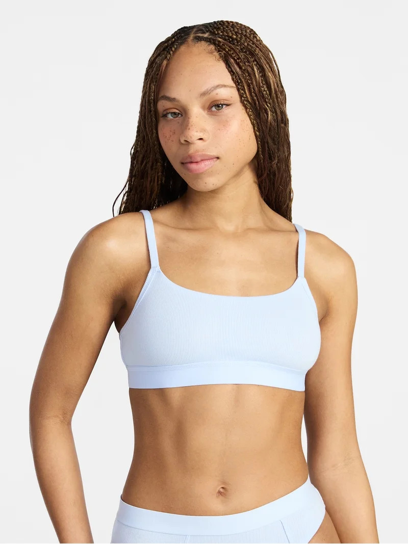 No Boundaries Cotton Rib Scoop Bra, Women's XS-XXXL | Walmart (US)