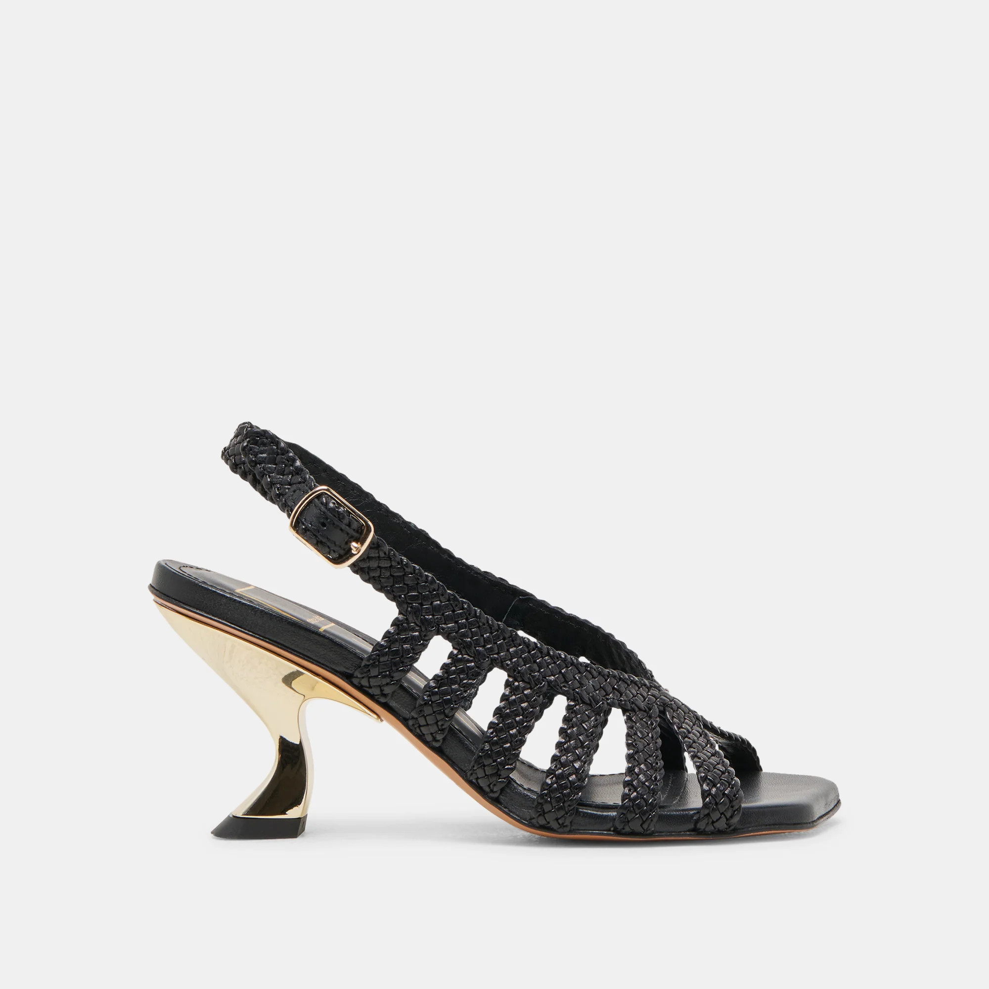 SICILY HEELS BLACK WOVEN LEATHER | DolceVita.com