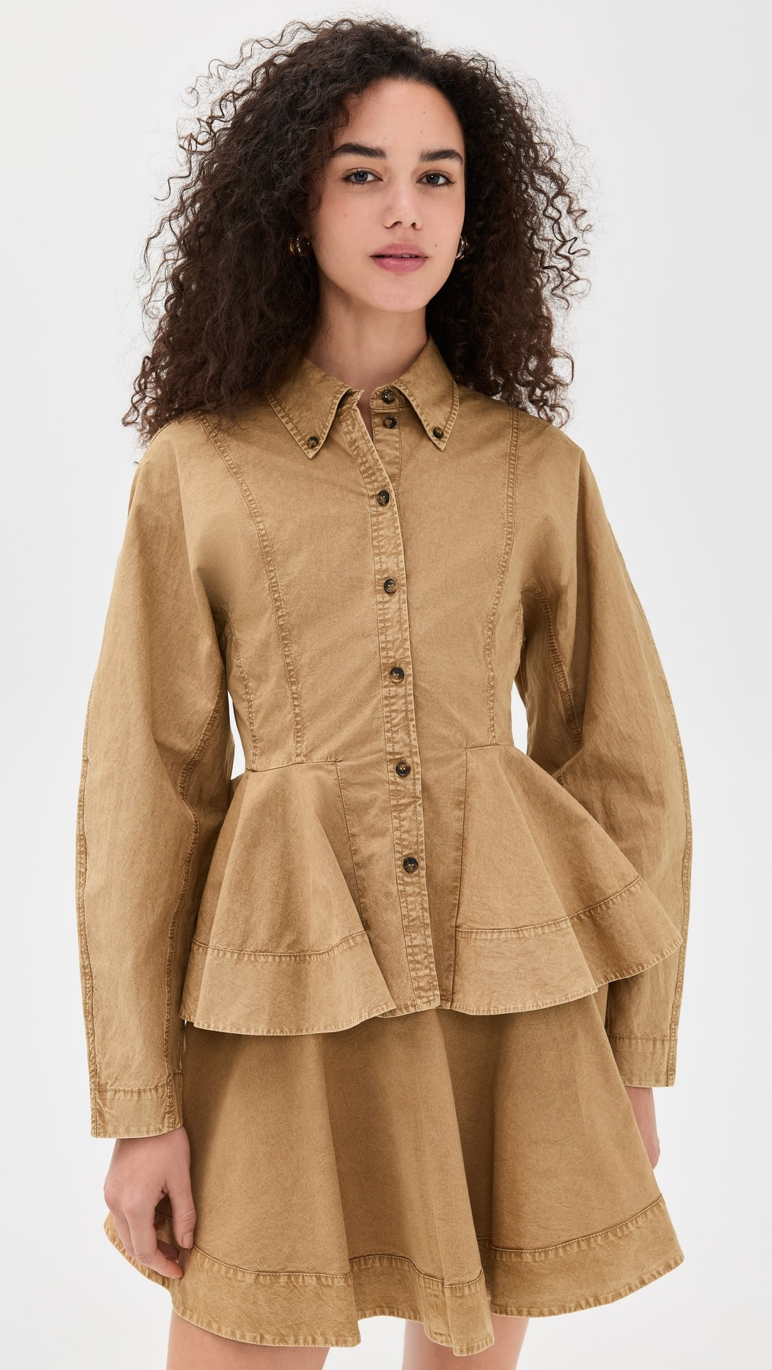 Washed Stretch Cotton Peplum Shirt | Shopbop