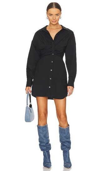 Draped Button Up Dress in Black | Revolve Clothing (Global)