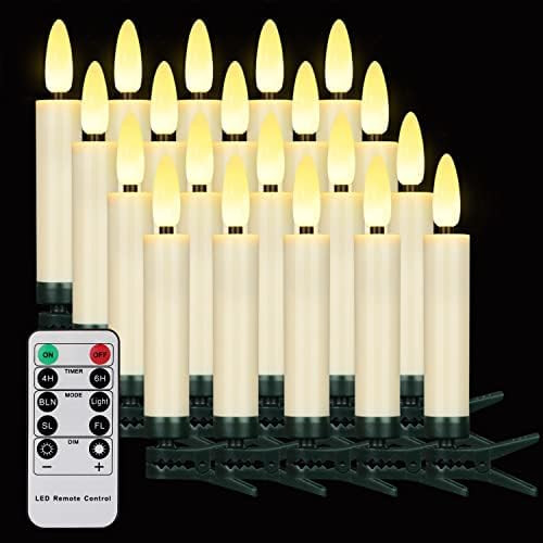 20PCS LED Christmas Tree Candles with Remote and Timer, Waterproof Battery Operated Flameless Flicke | Amazon (US)