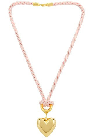 Timeless Pearly Pink Heart Necklace in Metallic Gold | FWRD 