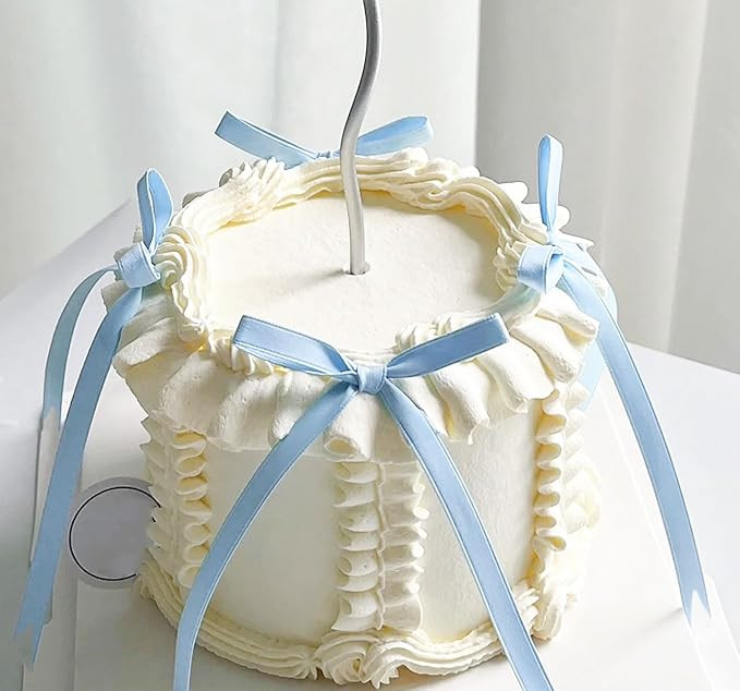 Blue Bow Cake Topper Coquette Ribbons Bows for Cake Decorations Dessert Blue Bowknot Birthday Cak... | Amazon (US)