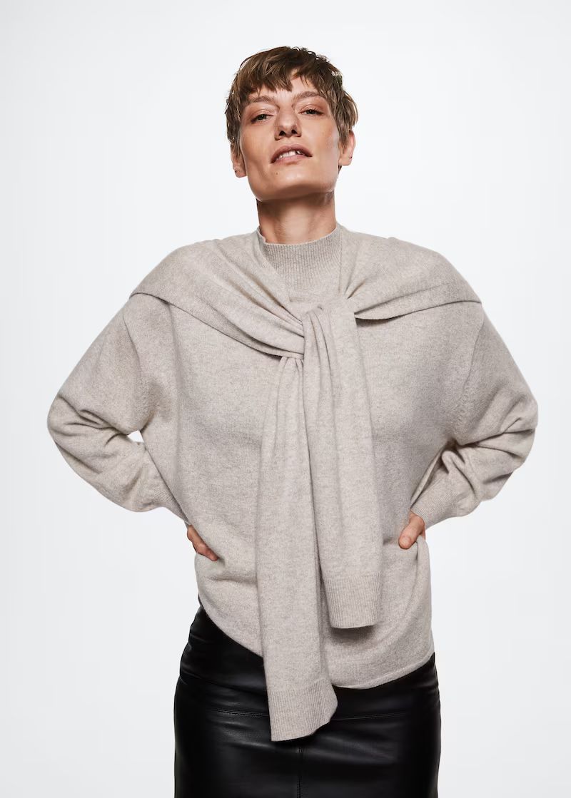 Contrasting 100% cashmere sweater -  Women | Mango USA | MANGO (US)