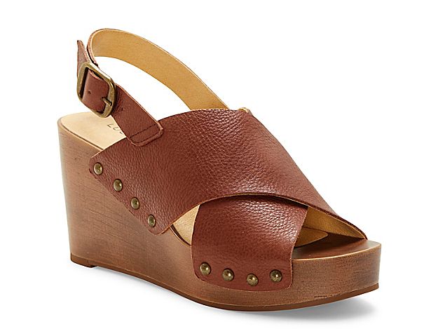 Lucky Brand Zelka Wedge Sandal - Women's - Dark Brown Leather | DSW