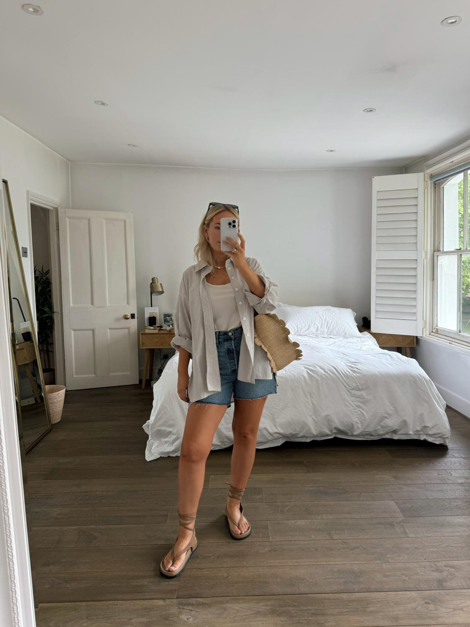Casual summer outfit, tan sandals, Levi’s shorts, emery sandals, Sezane bag, holiday outfit, casual outfit 

#LTKstyletip #LTKuk #LTKsummer
