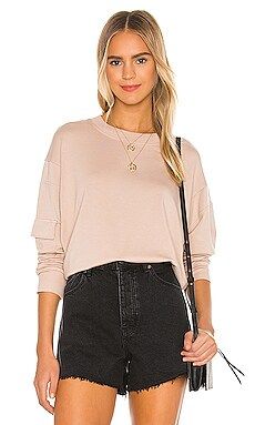 MONROW Patch Pocket Sweatshirt in Taupe from Revolve.com | Revolve Clothing (Global)