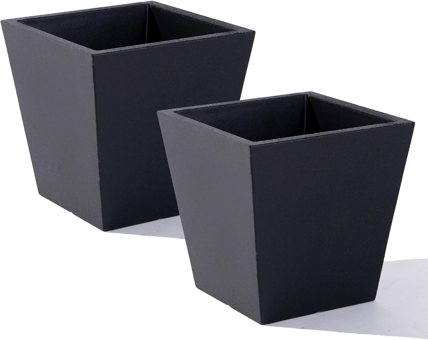 Step2 Tremont Short Square Planter 2-Pack, 14 in Resin Planters, Self-Watering, Onyx Black | Amazon (US)