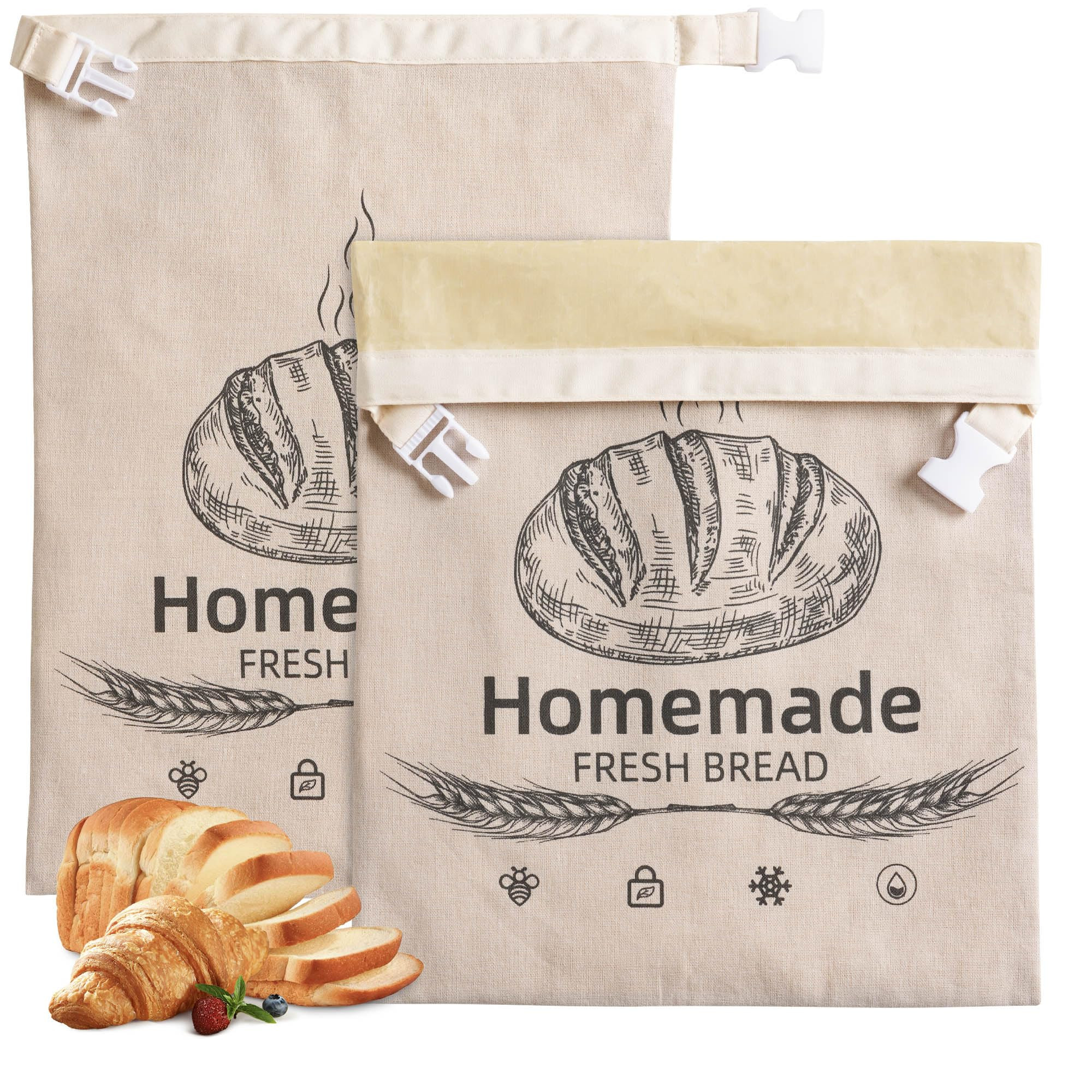 2 Pack Beeswax Bread Bags for Sourdough,Reusable Organic Linen Beeswax Bread Bag for Homemade Sou... | Amazon (US)