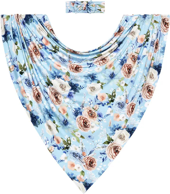 Posh Peanut Frostine Bow Head Wrap & Swaddle Set | Nordstrom | Nordstrom